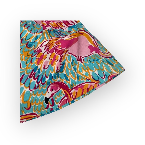 new Lilly Pulitzer 𑁍 Peel + Eat Flamingo Print Mini Skirt 𑁍 Teal Pink 𑁍 XS 𑁍 - Picture 7 of 16